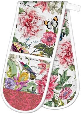 Adom227 Michel Design Works Peony Hummingbird Cotton Kitchen Double Oven Glove