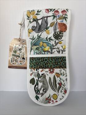 Adom356 Michel Design Works Cotton Kitchen Double Oven Glove Wild Lemon Animal Print