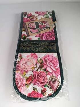 Adom357 Michel Design Works Cotton Kitchen Double Oven Glove Royal Rose Pinks Greens New