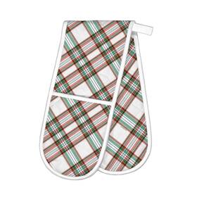 Adom363 Michel Design Works Cotton Kitchen Double Oven Glove Christmas Vintage Plaid New