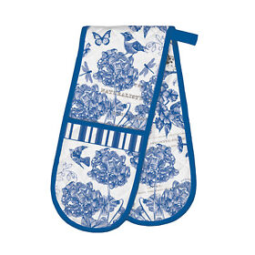 Adom375 Michel Design Works Cotton Kitchen Double Oven Glove Floral Blush Peony New