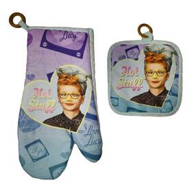 L6085 Midsouth Products I Love Lucy Hot Stuff Pot Holder And Oven Mitt Set