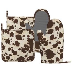 4-2024.3.9-8 Mifsoiavv Brown Cowhide Oven Mitts And Pot Holders Sets Silicone Print Kitchen Skin