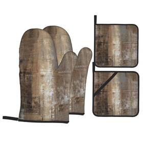 Potholder-2023.3.9-10 Mifsoiavv Dark Brown Oven Mitts And Pot Holders Set Of 4 - Abstract Modern Art Kitchen