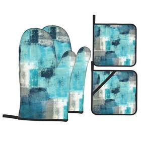 Mifsoiavv Potholder-2023.3.9-8 Modern Art Grey Turquoise Abstract Oven Mitts And Pot Holders Sets Of 4 Turquois