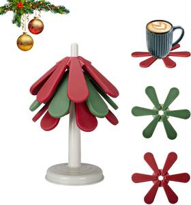 Mimhit125 Miimoo Tree Coasters Silicone Trivets For Hot Pots And Pans 3 Red Green