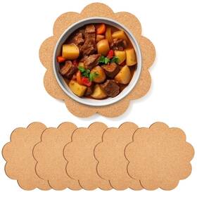 Tn-mimorou-2983 Mimorou 6 Set 8 Inch Round Woven Thick Cork Trivets Scalloped Placemats For Ho