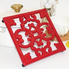 Mlf-t0003rd Minluful Cast Iron Metal Trivet For Hot Dishes 7 Inches Square Vintage Ho