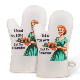 Miracu M006-om-fucupcakes-2 Funny Oven Mitts For Women Cute Mitt Set Fun Kitchen Multicolor