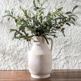 Mitt&ditt 445045278237 Ceramic Flower Vase With Handles 11 Inch Tall Off-white Large D