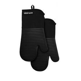 Mittihome 199874809250 Heat Resistant Oven Mitts Set Of 2 500 F 13 L X 7 W Black