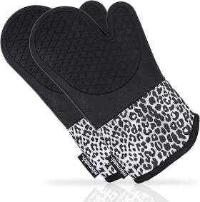 Mixmatch 726084363588 Leopard Print Silicone Oven Mitts And Pot Holders Set Cooking Utensils Gadge