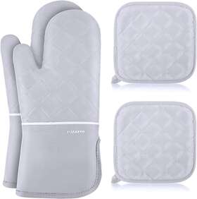 Mizatto 445018388390 Oven Mitts And Pot Holders 4pcs Set Kitchen Glove High Heat Resis