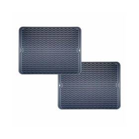 Mk 768781731949 2pcs Large Silicone Dish Drying Mats Heat Resistant Non-slip Dark Grey-foldable