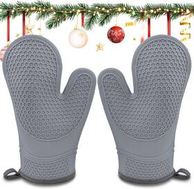 Som-u-1 Monbalcon Oven Mitts Silicone Kitchen Gloves Heat Resistant To 500 F Gray