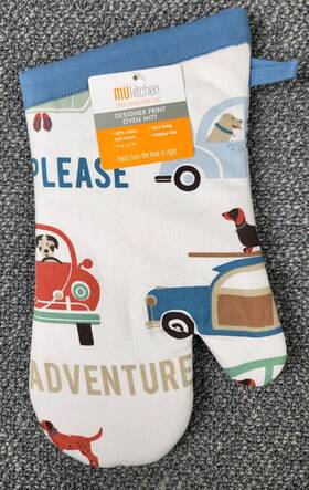 6014-2140 Mu Kitchen Oven Mitt Glove Beach Bums Adventure Cotton Thick Terry Lined 13in