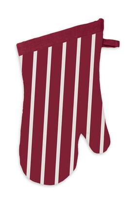6034-1926 Mu Kitchen 100% Cotton Terry-lined Pinstripe Oven Mitt 13-inch Cabernet