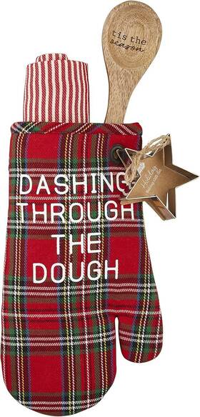 41170017d Mud Pie Christmas Oven Mitt And Baking Set Dashing Through The Dough