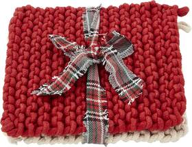 41170027w Mud Pie Christmas Crochet Pot Holder Set White And Red 8 Inch X