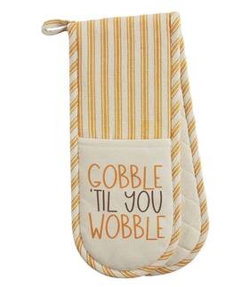 41170048t Mud Pie Gobble Til You Wobble Double Oven Mitt Fall Thanksgiving