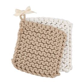 Mud Pie 718540700501 Crocheted Pot Holders Taupe 8 Inch X
