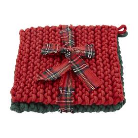 Mud Pie 718540731109 Christmas Crochet Pot Holder Set Green And Red 8 Inch X