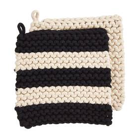 Mud Pie 718540738511 Crochet Pot Holder Set Stripes 8 Inch X