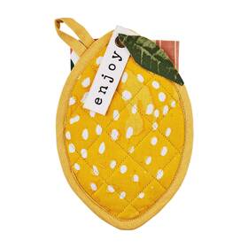Mud Pie 718540747445 Botanica Fruit 7 Inch X In Pot Holder And 12 Towel Set Lemon