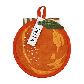 Mud Pie 718540747452 Botanica Fruit 7 Inch X In Pot Holder And 12 Towel Set Orange