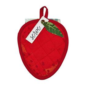 Mud Pie 718540747469 Botanica Fruit 7 Inch X In Pot Holder And 12 Towel Set Strawberry
