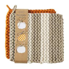 Mud Pie 718540782415 Crochet Pot Holder Set Taupe 8 Inch X