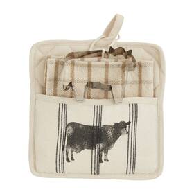 Mud Pie 718540835104 Farm Pot Holder And Towel Set Cow 8 Inch X