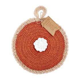 Mud Pie 718540844946 Crochet Pot Holder 8 Inch Dia Pumpkin