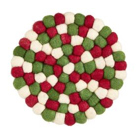 Mud Pie 718540852002 Christmas Pom Trivet 8 Inch Dia