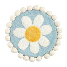Mud Pie 718540878552 Muc Spring Felted Wool Trivet Blue Dasiey 8ft Dia
