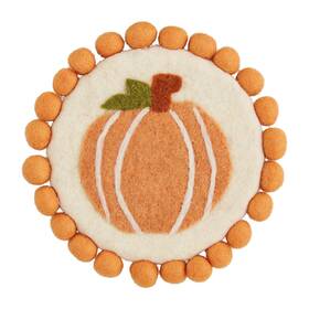 Mud Pie 718540921500 Felt Pumpkin Trivet 8 Inch Dia Orange