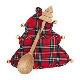 Mud Pie 718540950128 Tartan Figural Pot Holder Red 8 1/2 Inch X 1/4 Spoon 10