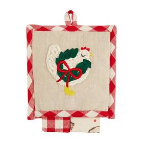 Mud Pie 718540951286 Christmas Animal Pot Holder Chick 8 Inch X Towel 12