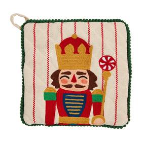 Mud Pie 718540951965 Embroidered Christmas Pot Holder Nutcracker 8 Inch X