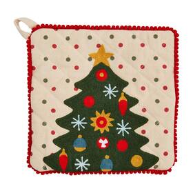 Mud Pie 718540951972 Embroidered Christmas Pot Holder Tree 8 Inch X