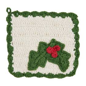 Mud Pie 718540952009 Icon Crochet Pot Holder Holly 8 Inch X