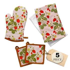 Muldale 060784494414 Oven Mitt And Kitchen Towel Set - Somerset Strawberry Towels Pot
