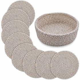 Mei-mumufy-557 Mumufy 9 Pcs 7 In Cotton Trivets For Hot Dishes With Storage Basket Pots