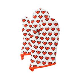 Myh 850038192006 Oven Mitts - Quilted Kitchen Gloves Red Heart Design Pattern