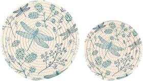 Fas89640432p753c797s1750 Naanle Stylish Flying Dragonfly Floral Elegant 2 Pcs Round Woven Pot Holders Tri