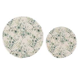 G303395284p753c797s1750 Naanle Cotton Stylish Eucalyptus Leaves Pattern 2 Pcs Woven Pot Holder Trivets Setround