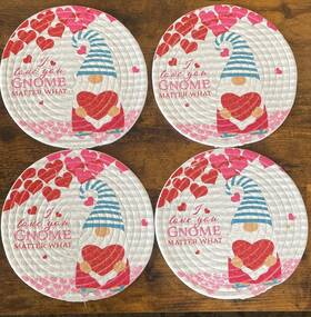64223 Nantucket Distributing Rn#64223 Valentines Day Trivets 4 I Love You Gnome Matter What 9 Inch Diameter Chenile