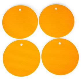 1009030033 Nat And Jules Honeycomb Pattern 7 Inch Silicone Round Kitchen Hot Pad Trivets Set