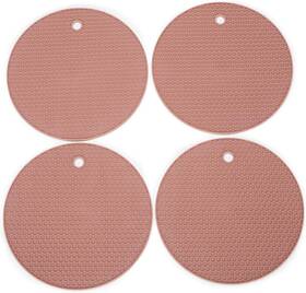 1009030034 Nat And Jules Honeycomb Pattern 7 Inch Silicone Round Kitchen Hot Pad Mauve