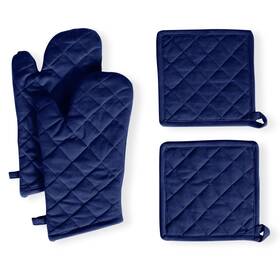 37072 Native Fab 4 Piece Set - 2 Oven Mitts And Potholders Heat Indigo Blue